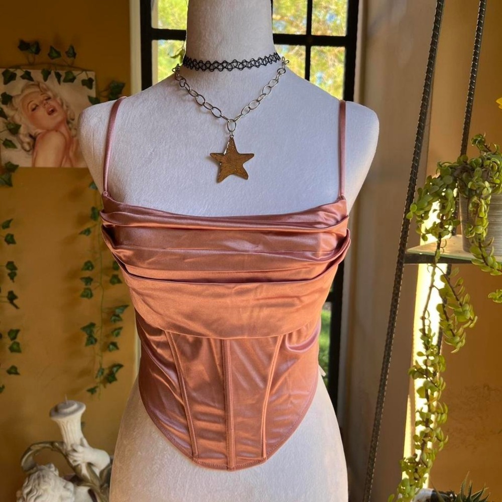 Satin Rose Gold Corset Crop-top